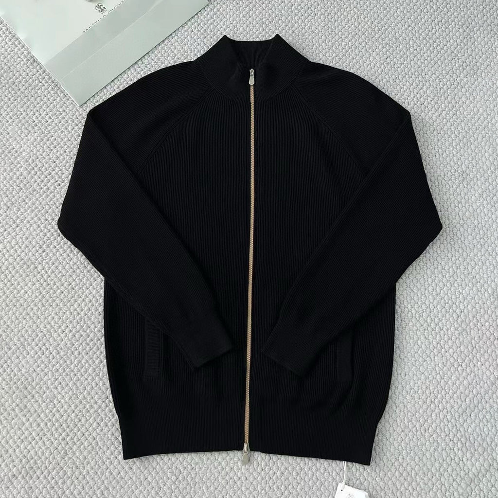 BC Men's Fall/Winter Fashion Casual Solid Color High Neck Double Zip Knit Cardigan #79221