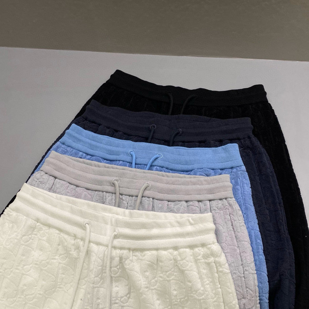 Men's Summer Monogrammed Jacquard Solid Color Lace-Up Shorts Pants #98871