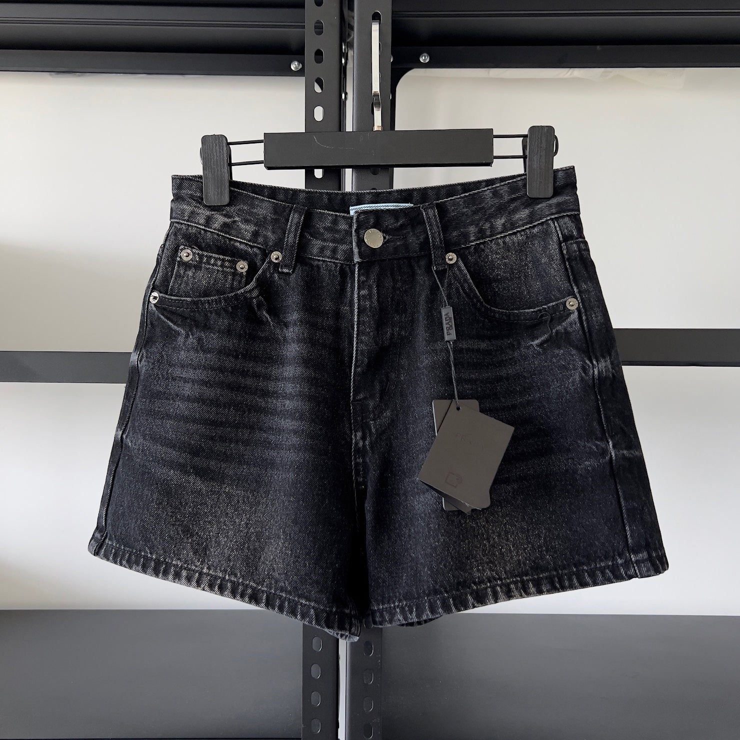 Women's Summer Solid Color Washed High Waist Casual Denim Shorts #75658