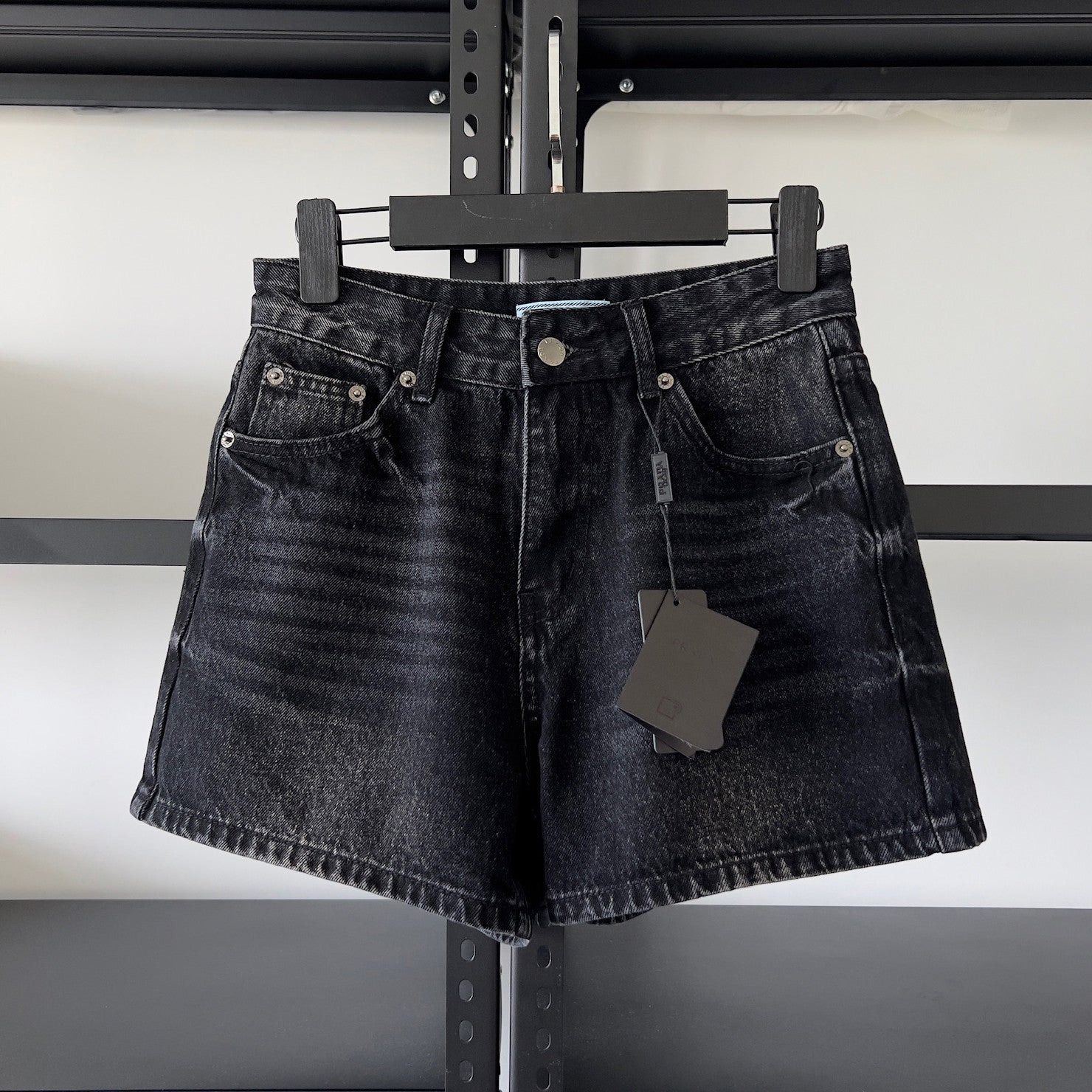 Women's Summer Solid Color Washed High Waist Casual Denim Shorts #75658