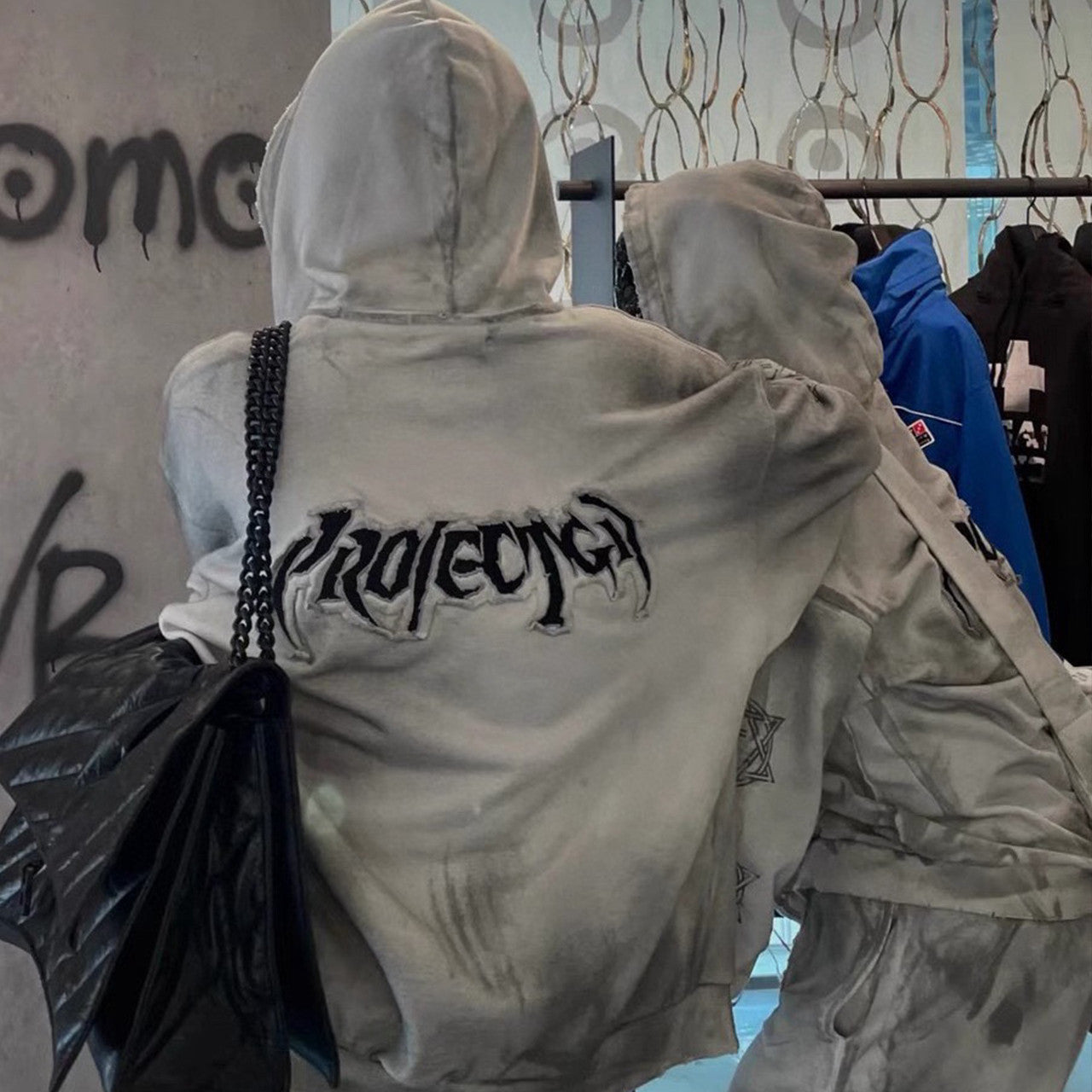 GRAILZ Project G/R Men's Women's Spring And Autumn Gradient Colorblocking Embroidery Long Sleeve Loose Hooded Sweatshirt Ngvp #7718