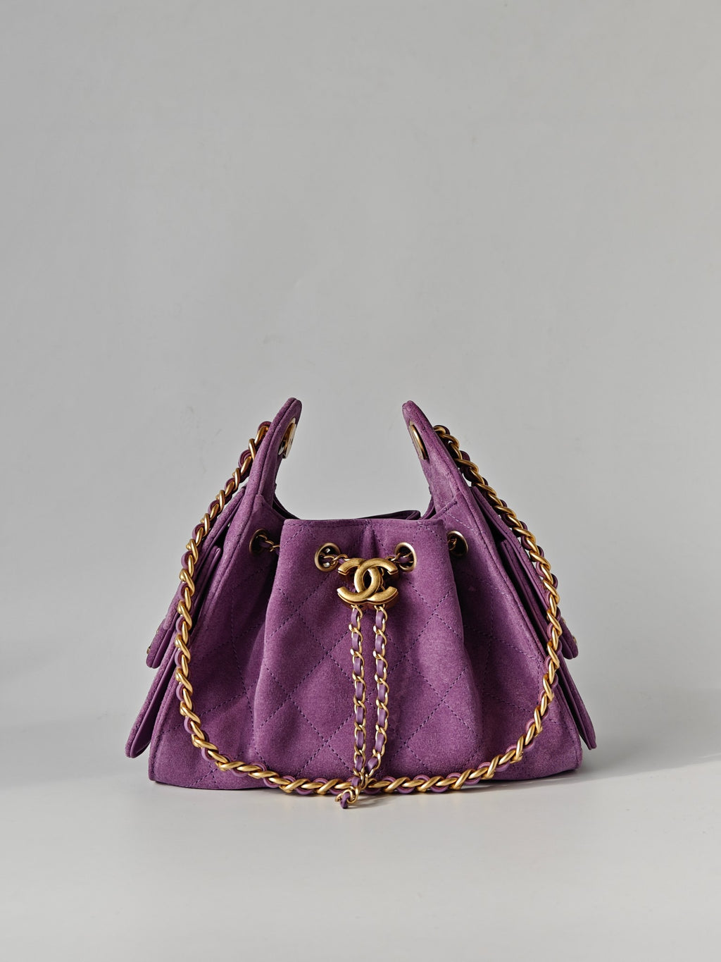 25 Women's Mini Handbag in Suede Calfskin and Gold-Plated Hardware #83167A