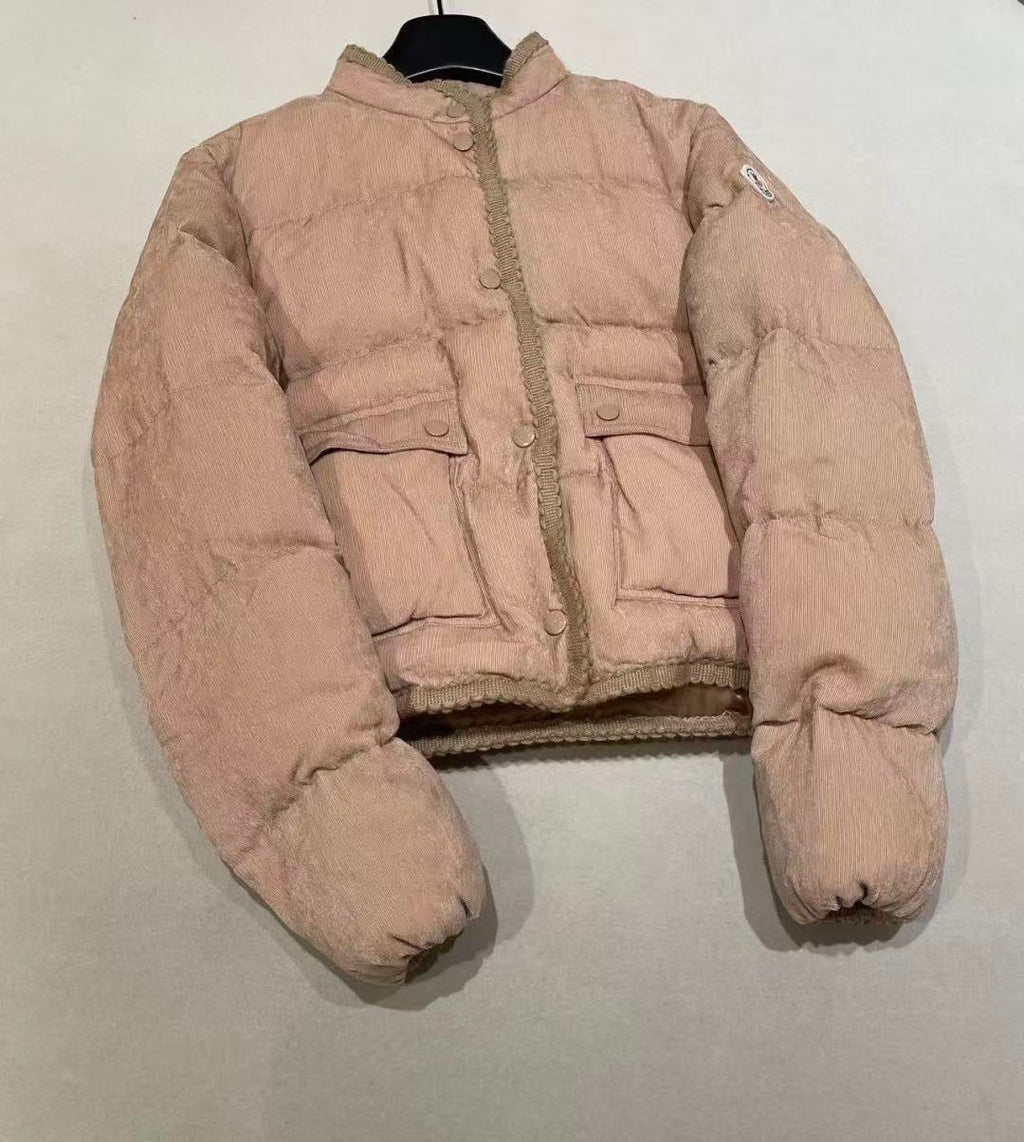 2025 FallWinter Corduroy Short Square Neck Warm Jacket #83154A