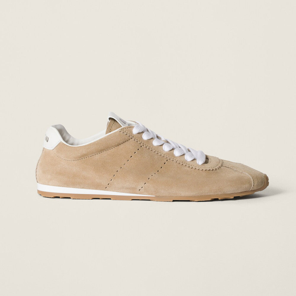 MM Women's Plume Nappa Leather and Suede Sneakers Four Seasons Round Toe Lace Up Solid Color Low Derby Shoes Casual Shoes #81347