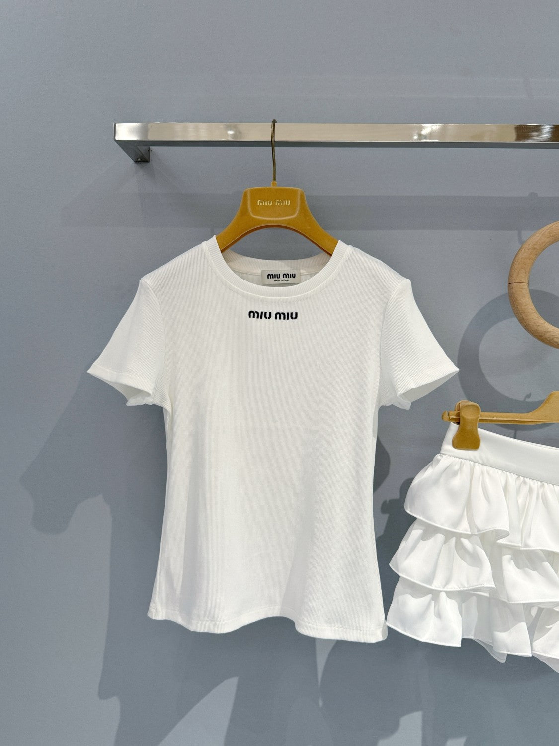 Women's Summer Embroidery Letter Print Solid Color Round Neck Cotton Short Sleeve T-Shirt #76164