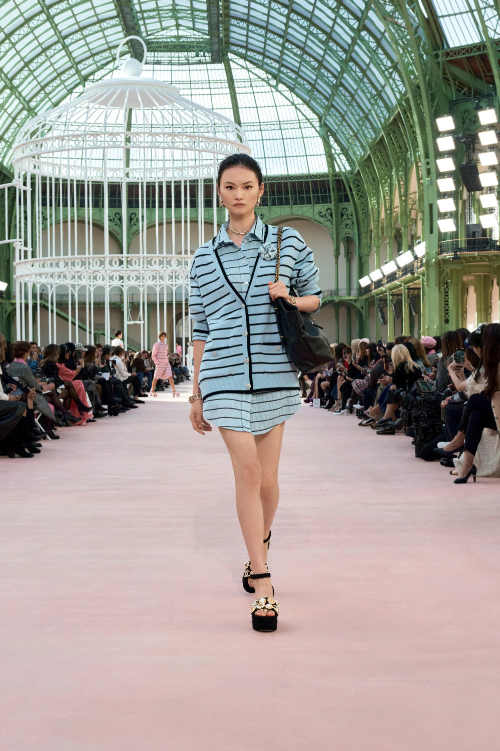 Women's Spring And Summer Blue Striped Knitted Trouser Skirt Fashion Short Slim Thin Comfortable Shorts Ngvp #1982