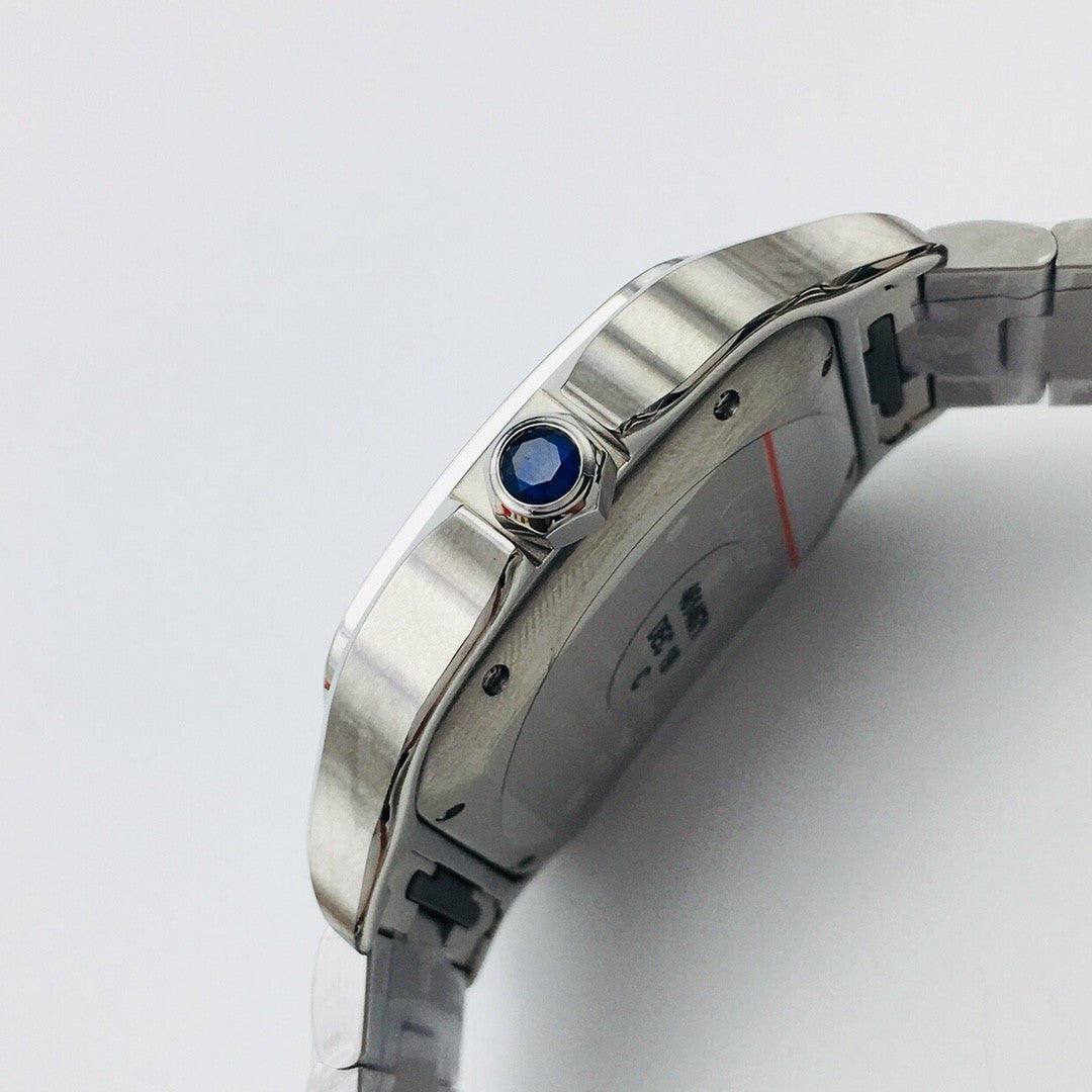 New Santos Couple Watch SmartLink Detachable Bracelet Multi Faceted Spinel Blue Sapphire Luxury Timepiece Suitable For Daily Wear