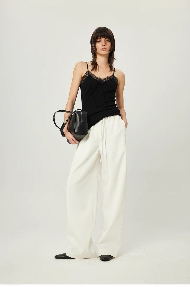 The Row Women's Summer Lace V-neck Solid Color Silk Wool Blend Sexy Sleeveless Camisole Tank Top Vest Ngvp #1762