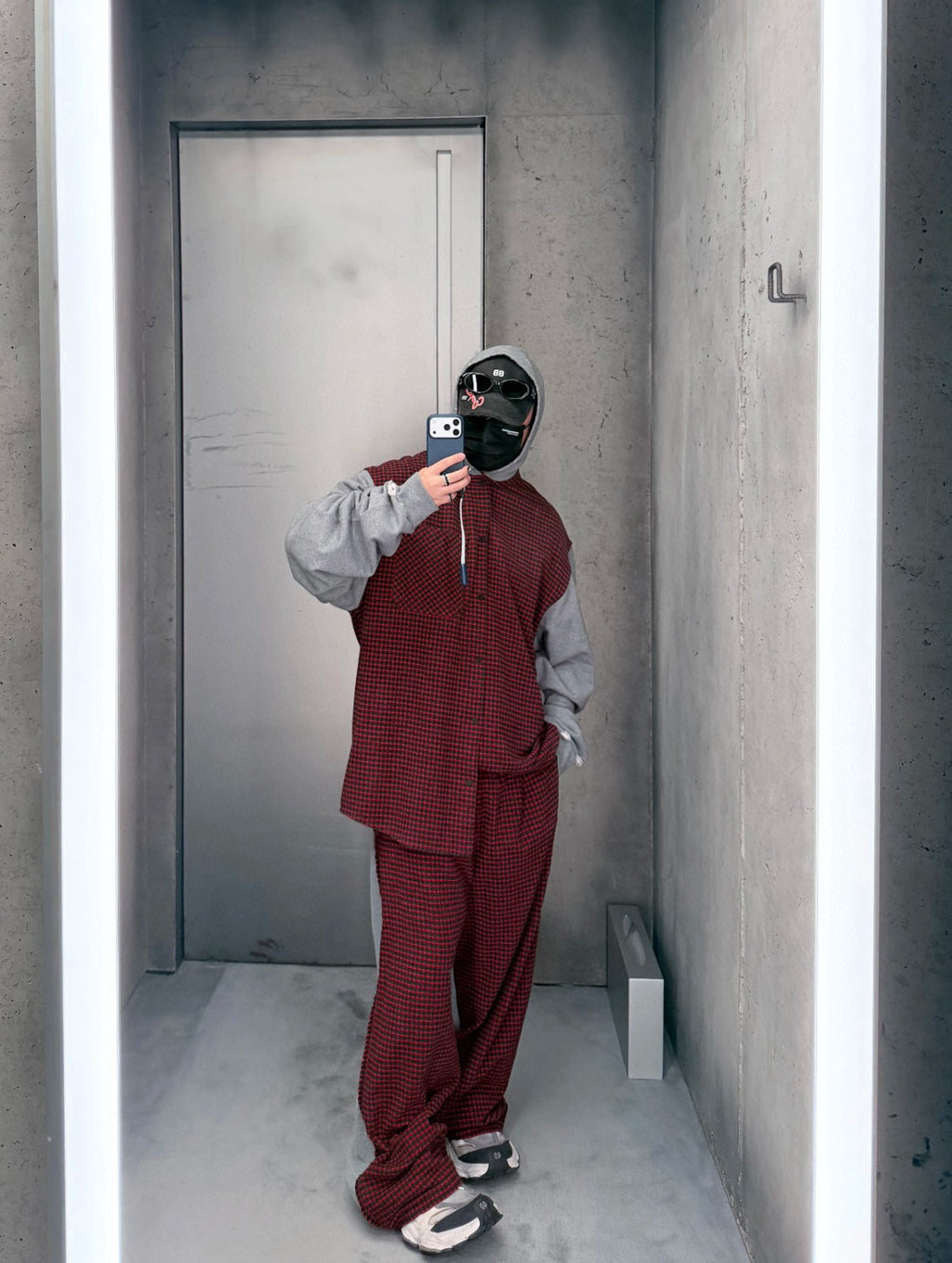 Unisex Blcg 2026SS Plaid patchwork Distressed finish Loose fit Trousers Pants #82535A