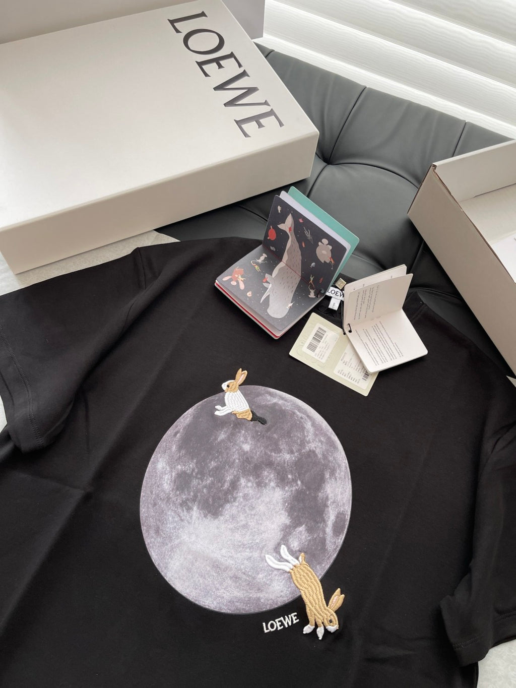 Women's Spring and Autumn Moon Print Black Long Sleeve T-shirt #74646