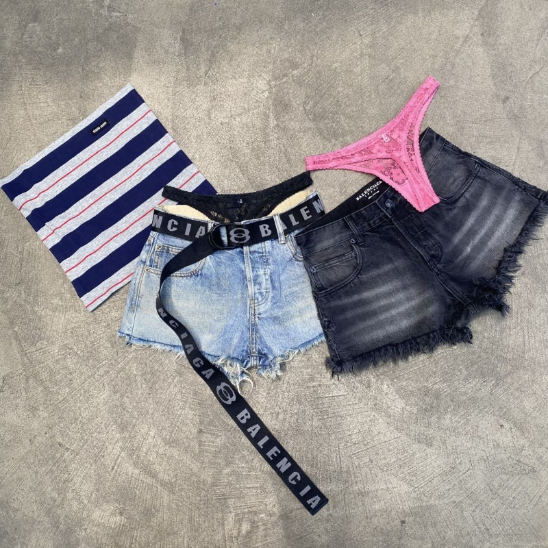 Women's Summer Solid Colour Distressed Frayed Denim Shorts #77131