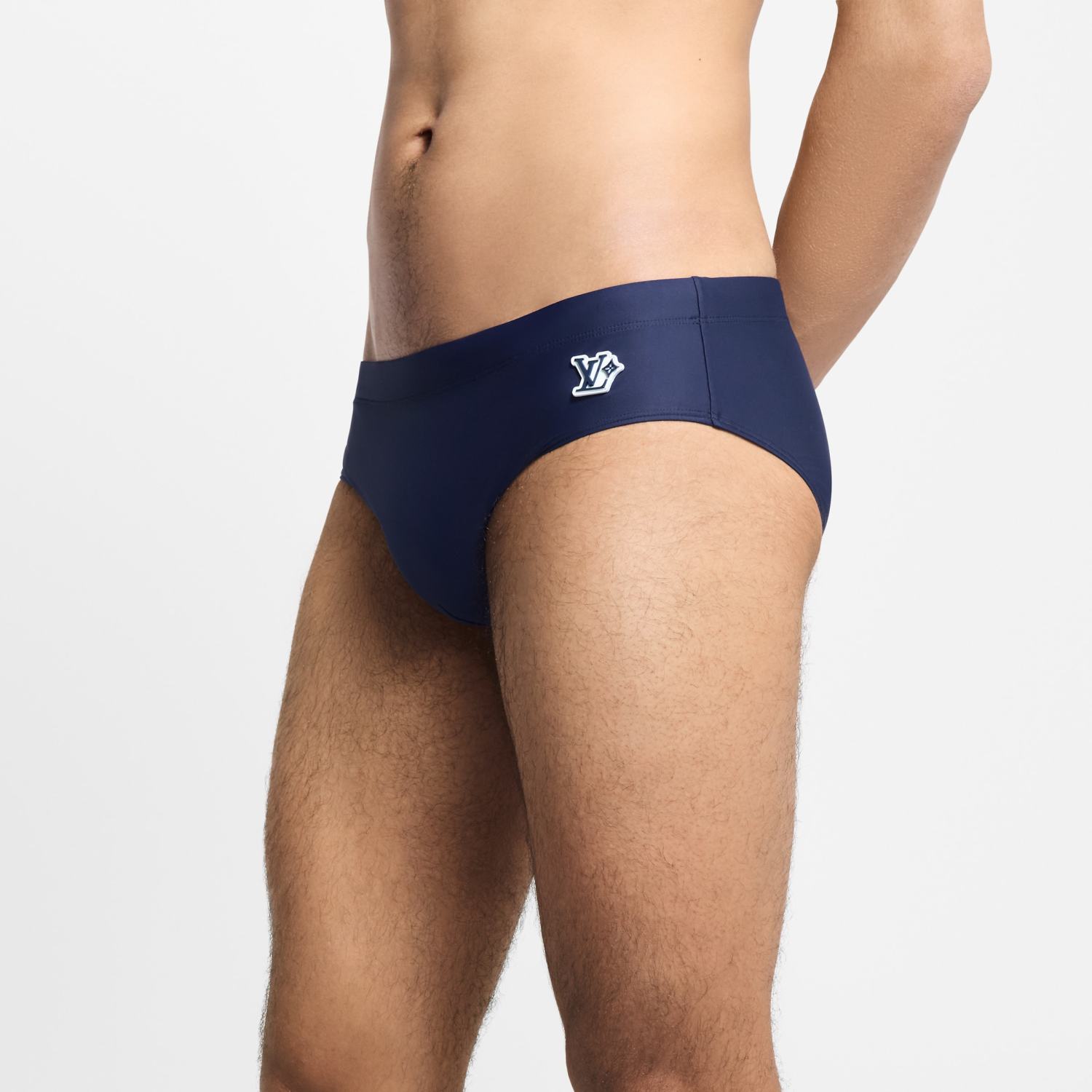 Men's Signature Swim Briefs Navy Triangle Briefs With Fashionable Logo Embroidered Shorts Underpants #82583A