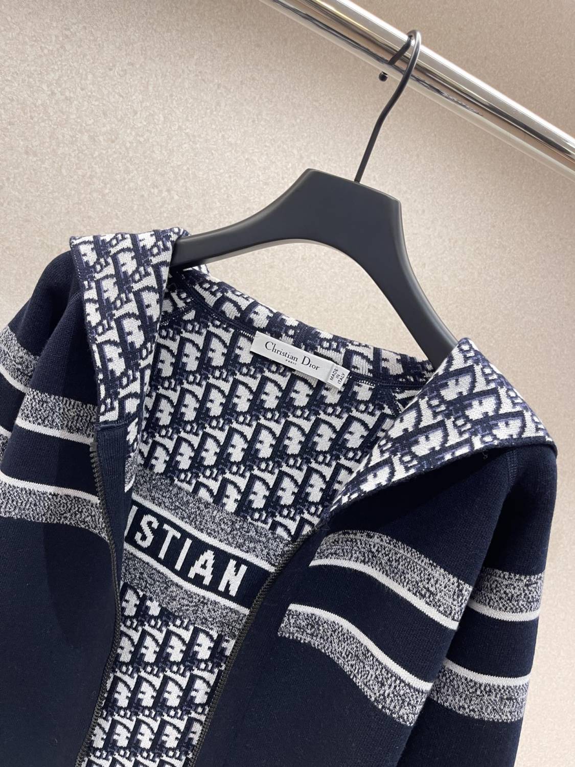 Women's Autumn and Winter Letter Logo Reversible Long Sleeve Zipper Hooded Knit Jacket #72751