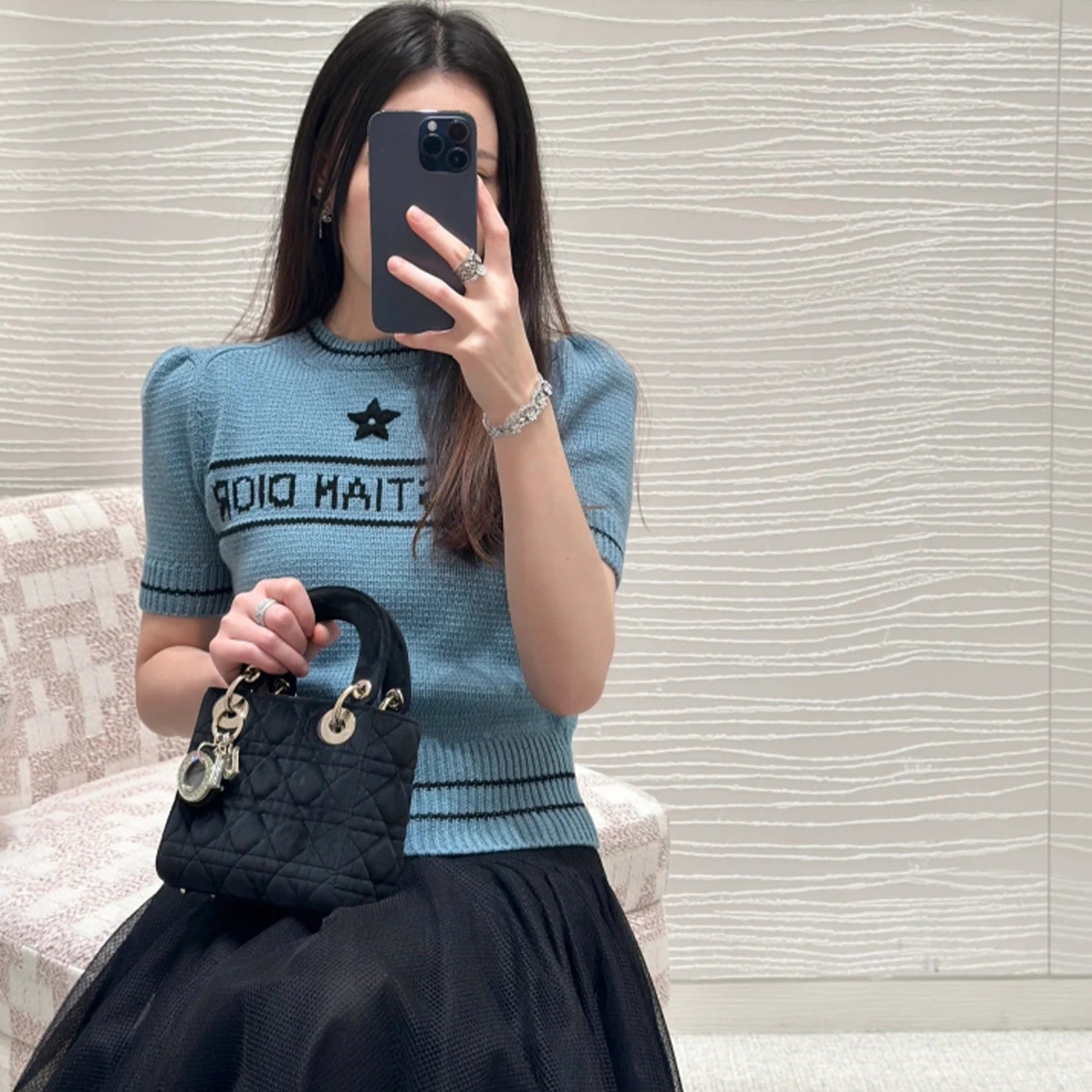 Women's Wool Blend Knit Short Sleeve Top Round Neck Fashion Temperament Short T-Shirt Knitwear #81137