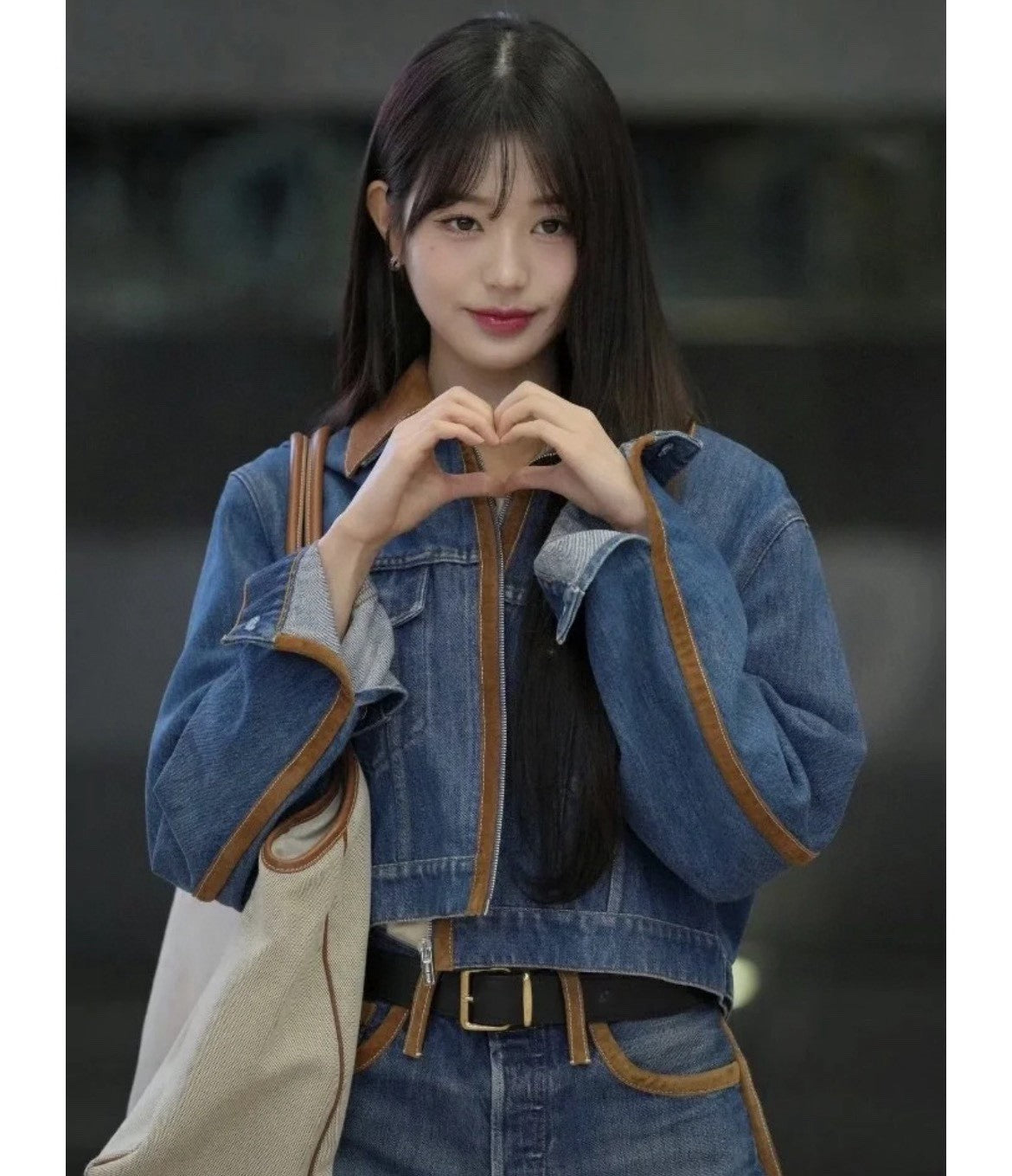 Women's Upcycled Spring And Fall Tannin Short Denim Jacket Colorblocking Slim Washed Cotton Casual Single Breasted Jacket #72322