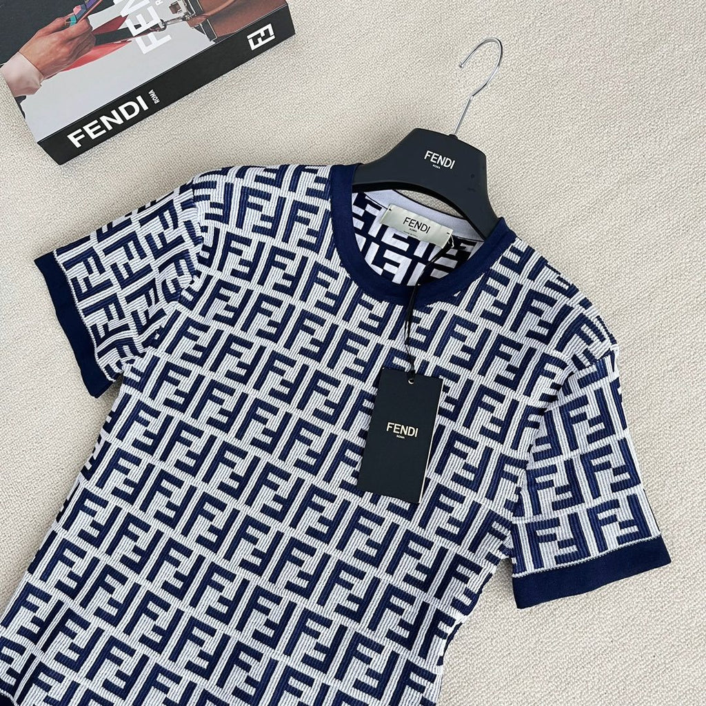 Women's Summer Blue Letter Printed Cotton Short Sleeve T-Shirt #73432