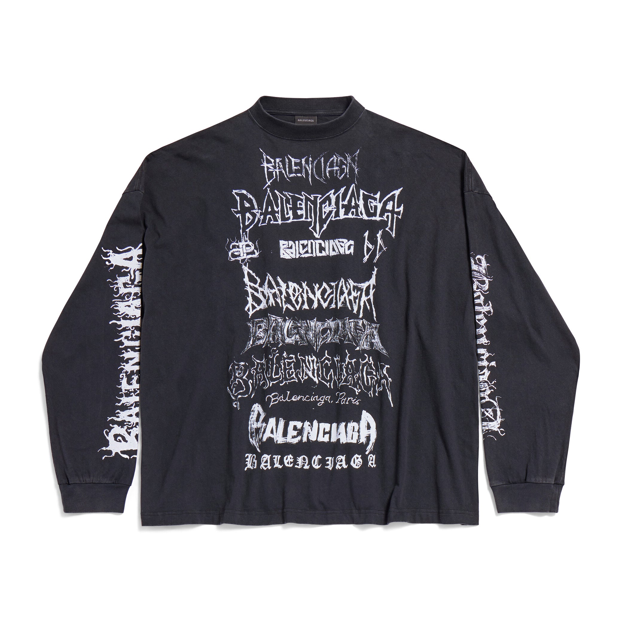 Men's And Women's Spring And Fall Retro Letter Silhouette Plain Knit Fabric Long Sleeve T-shirt Pullover #98139