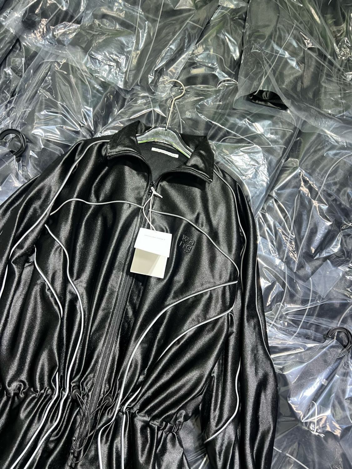 Women's Color-block fabric Bright trim Zippered dress Jacket #194224