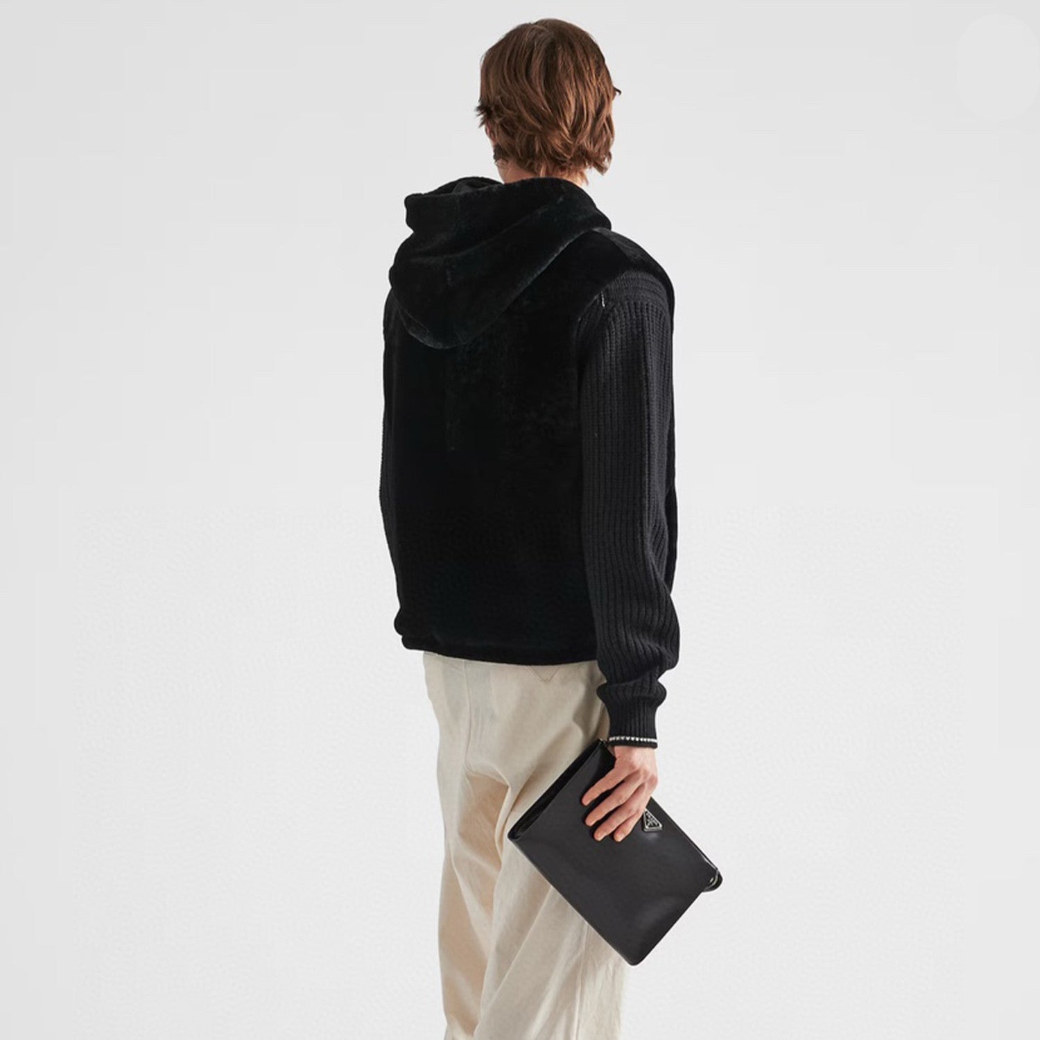 Wool Leather Men's Vest Black Fashion Trend Retro Sport Style Luxury Hooded Sleeveless Casual Jacket #71794