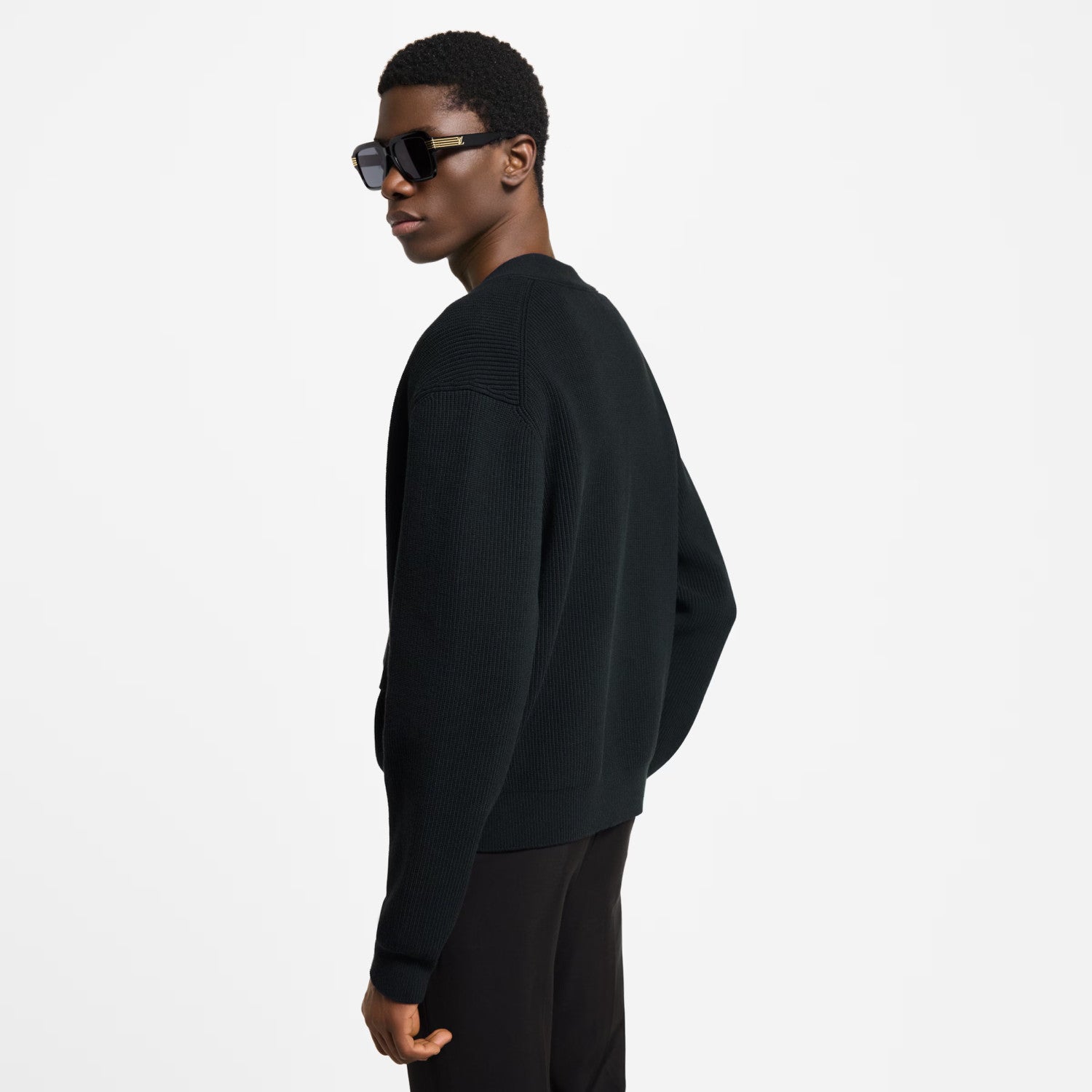 Men's Spring And Fall V-Neck Logo Embroidery Single-Breasted Long-Sleeved Solid Color Cotton Blend Cardigan #81267