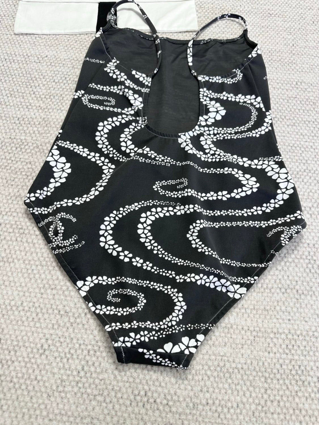 Women's Summer Black and White Printed Stretch Plain Knit One-Piece Swimsuit #77253