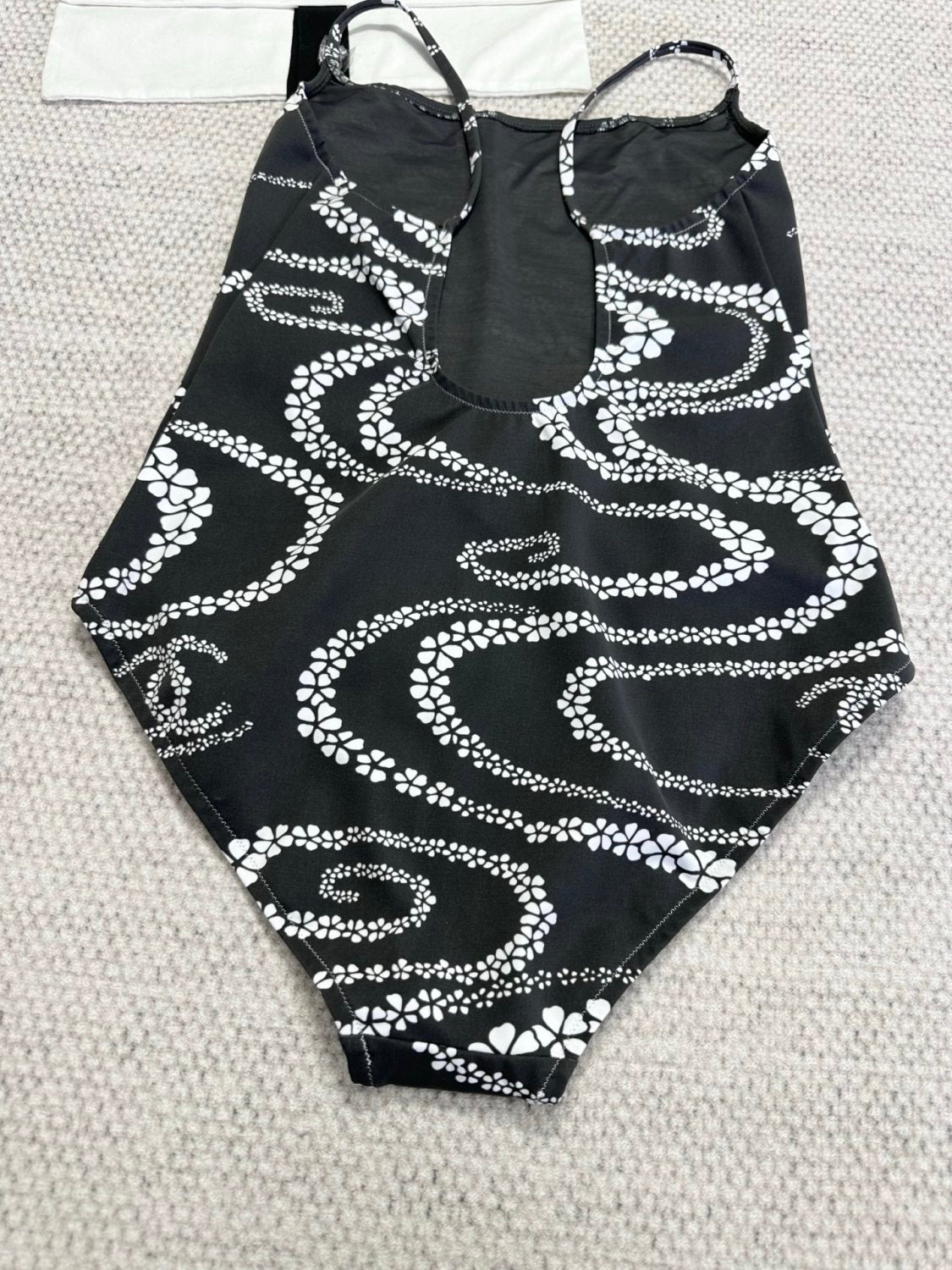 Women's Summer Black and White Printed Stretch Plain Knit One-Piece Swimsuit #77253