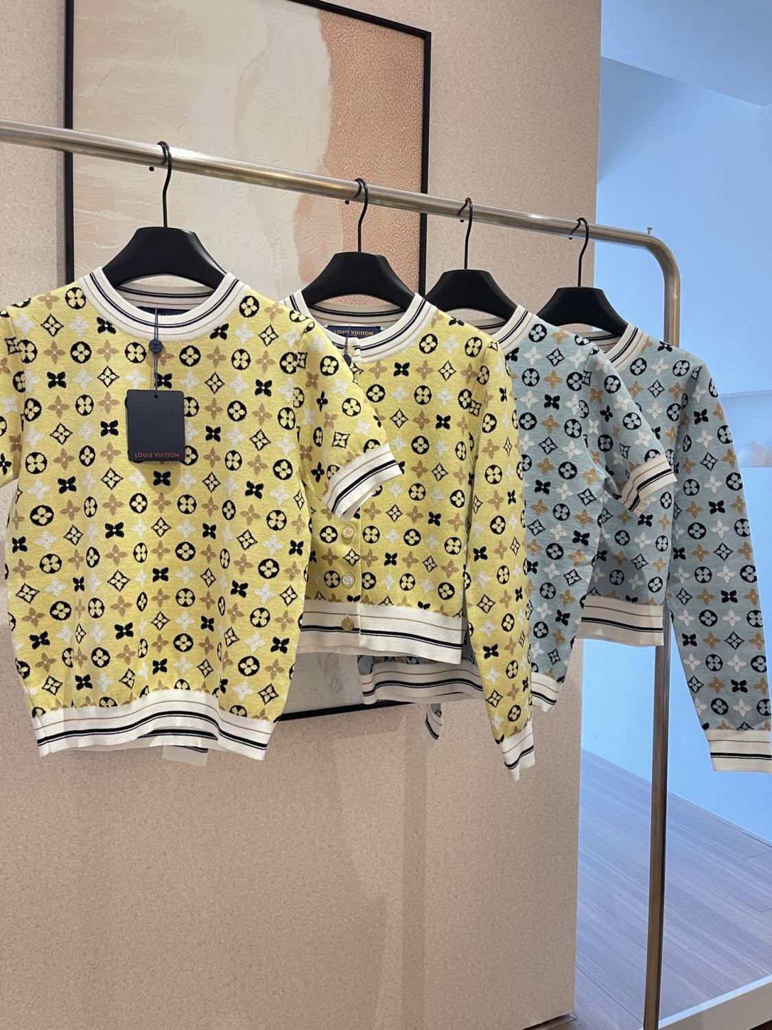 Women's Summer Solid Color Logo Printed Round Neck Single Breasted Long Sleeve Knit Jacket #72798