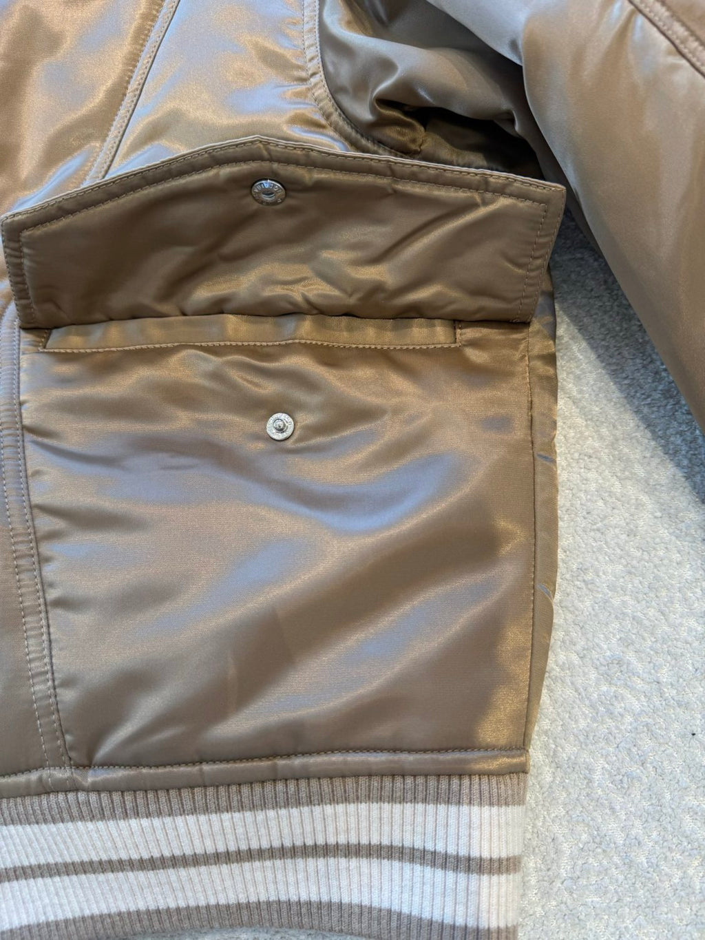 Satin Material Lapel Classic Monogram Aged Pattern Pilot Jacket #194241