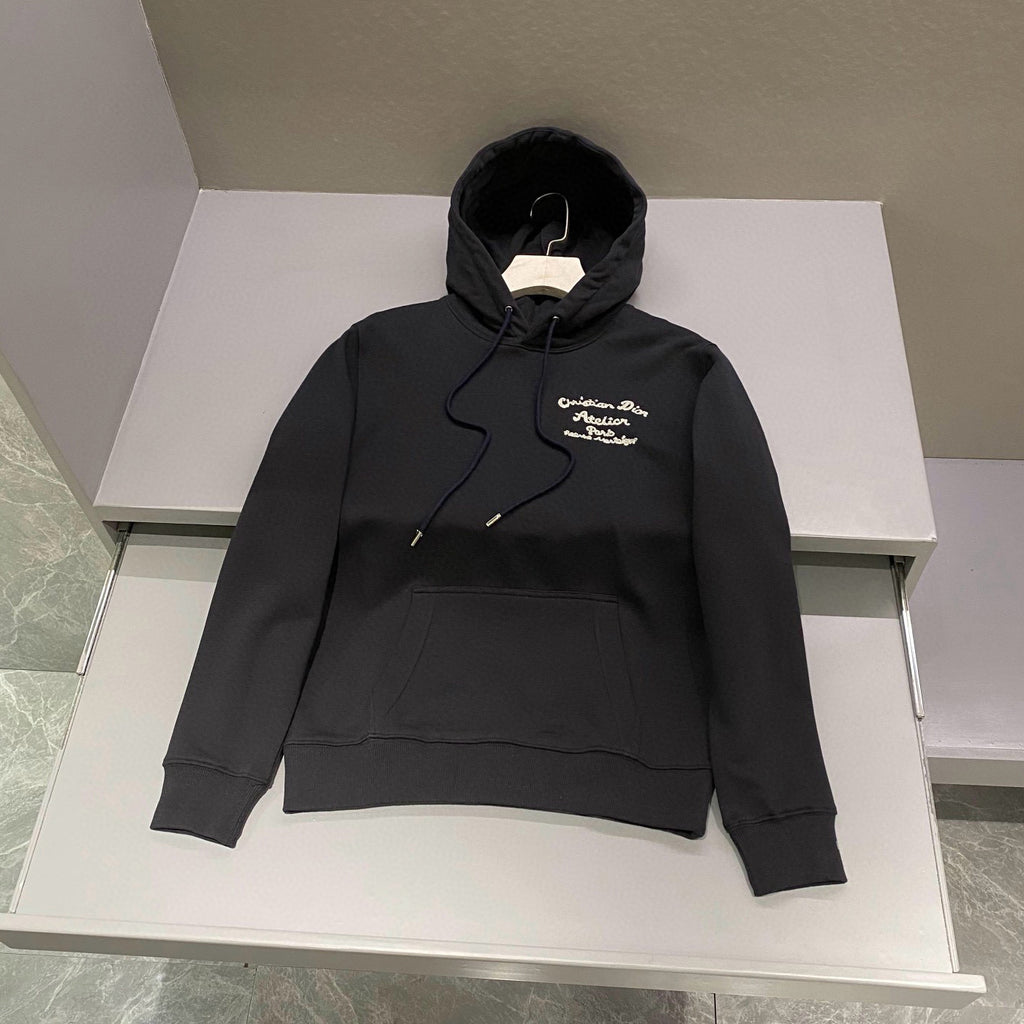 Men's Autumn and Winter Solid Colour Embroidered Logo Pullover Thickened Hooded Sweatshirt #97852