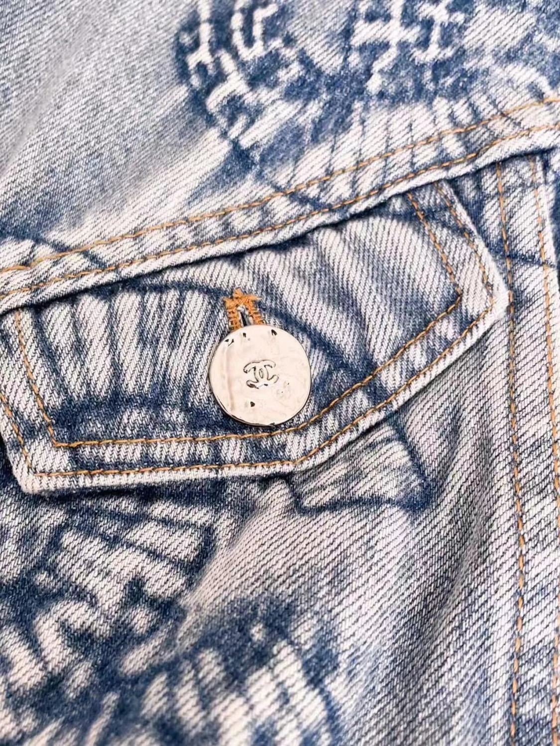 Women's Spring and Autumn Blue Tie-Dye Washed Denim Vest Jacket #72677