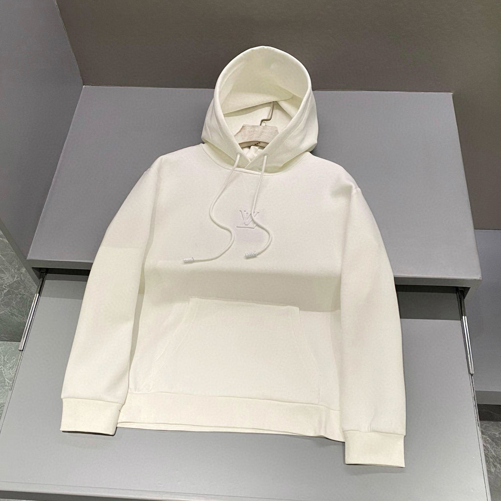 Men's Embossed Logo Sport Casual Plain Knit Cotton Hooded Sweatshirt Pullover #97947