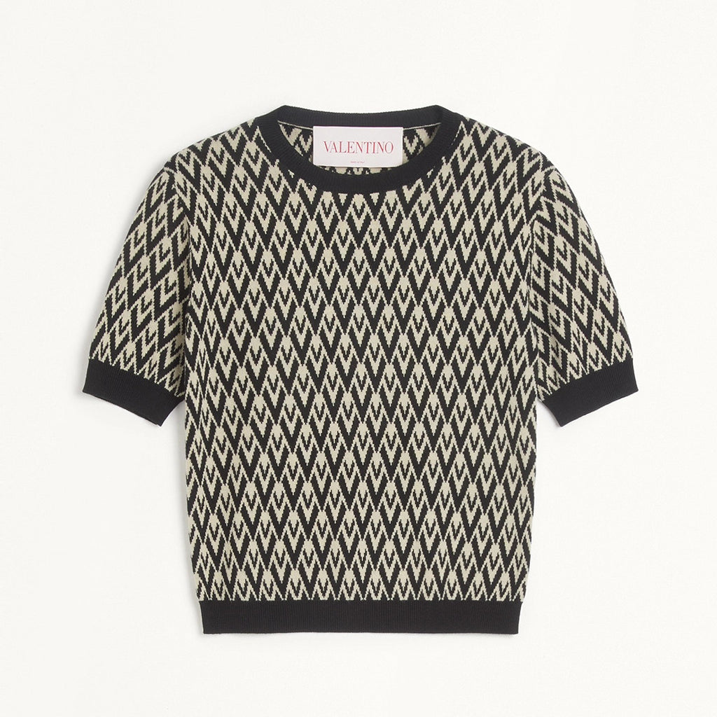 Women's Summer Letter Appliqud Knit Round Neck Short Sleeve T-Shirt #73937