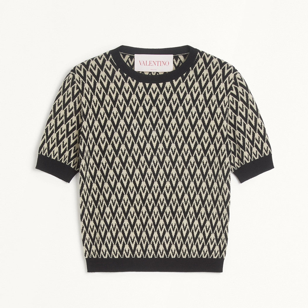 Women's Summer Letter Appliqud Knit Round Neck Short Sleeve T-Shirt #73937