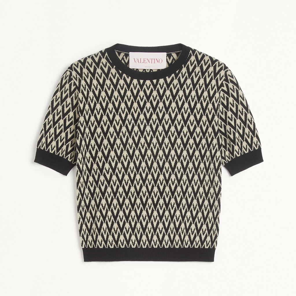 Women's Summer Letter Appliqud Knit Round Neck Short Sleeve T-Shirt #73937