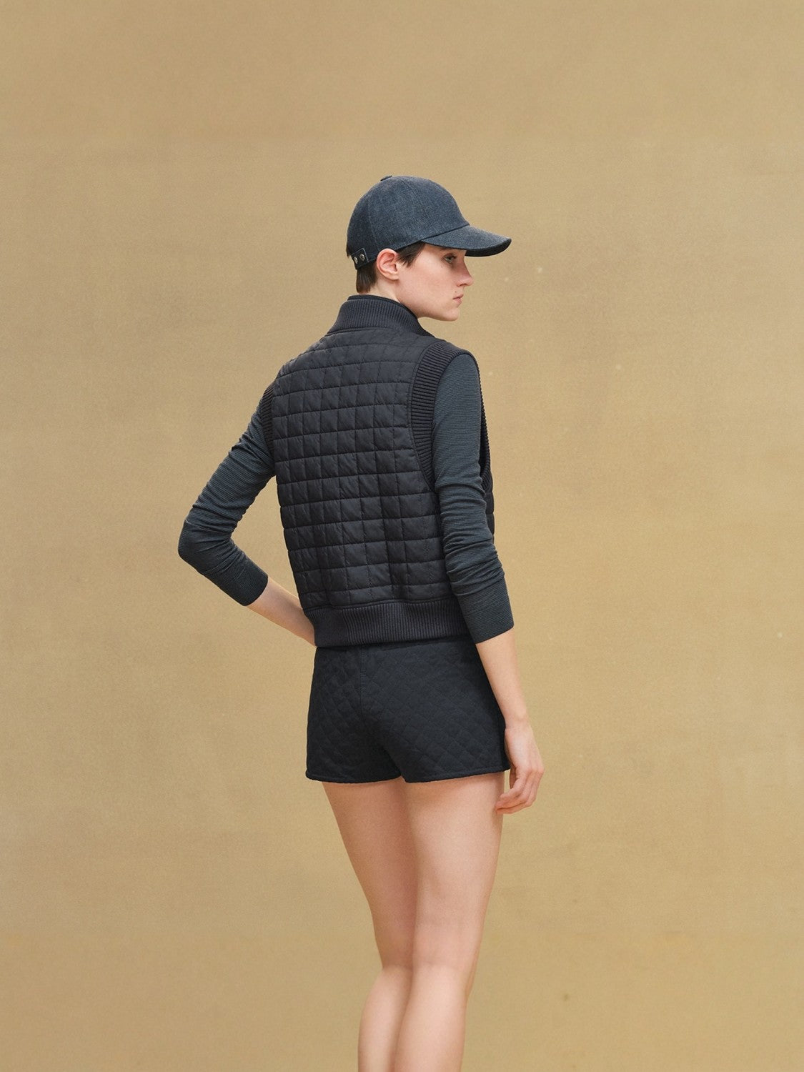 Women's Fall/Winter Stand Collar Plaid Solid-Color Cotton-Blend Sleeveless Pilot Jacket Vest Ngvp #2547