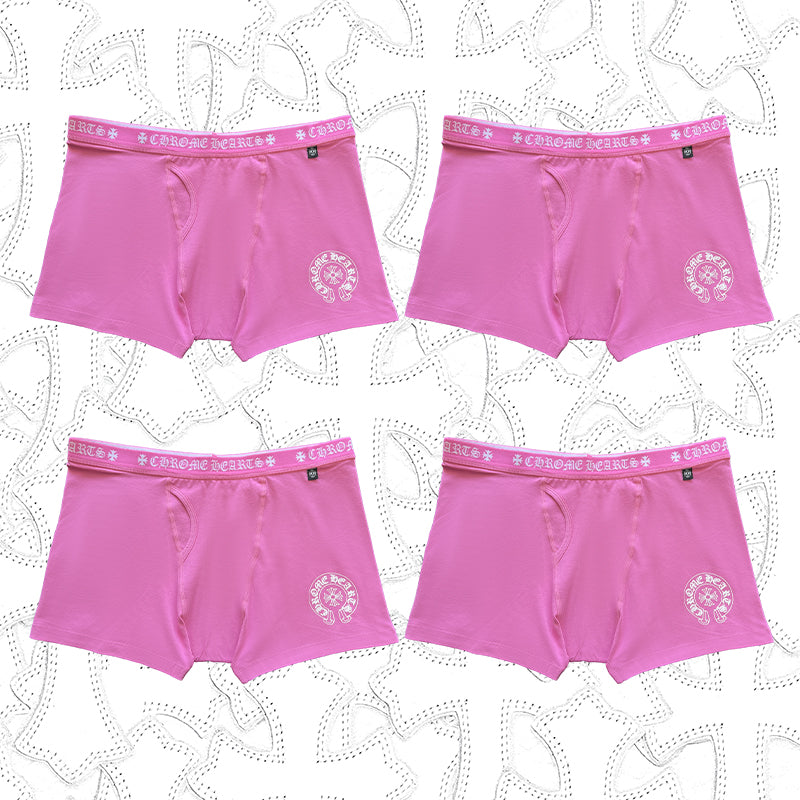 Men's And Women's Pure Color Sanskrit Print Cotton High Elasticity Boxer Briefs Underwear #77394