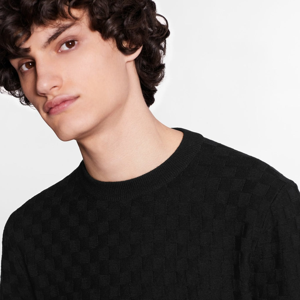 Men's Spring. Autumn And Winter Damier Signature Crew Neck Plaid Solid Color Long Sleeve Fitted Wool Sweater Ngvp #9311