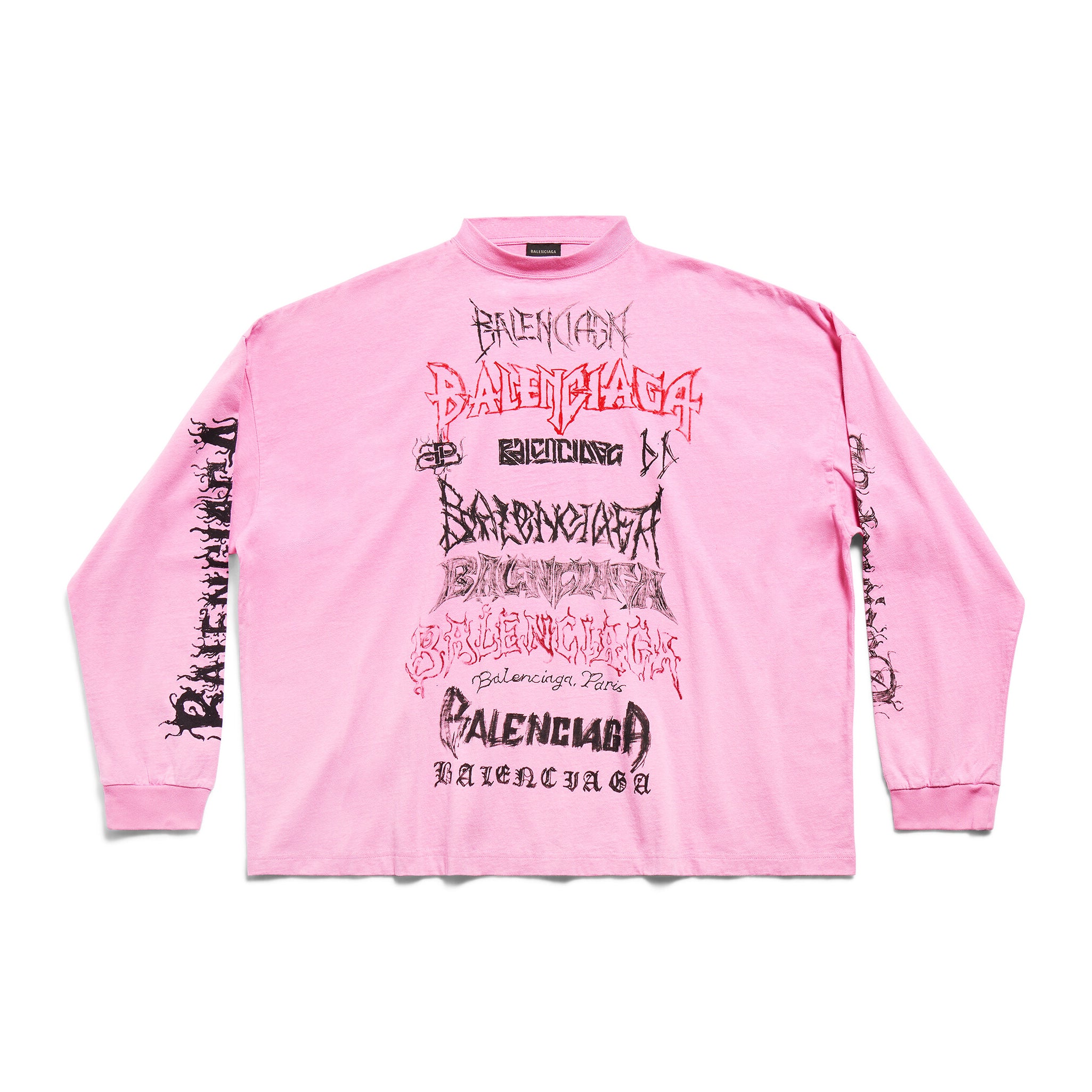 Men's And Women's Spring And Fall Retro Letter Silhouette Plain Knit Fabric Long Sleeve T-shirt Pullover #98139