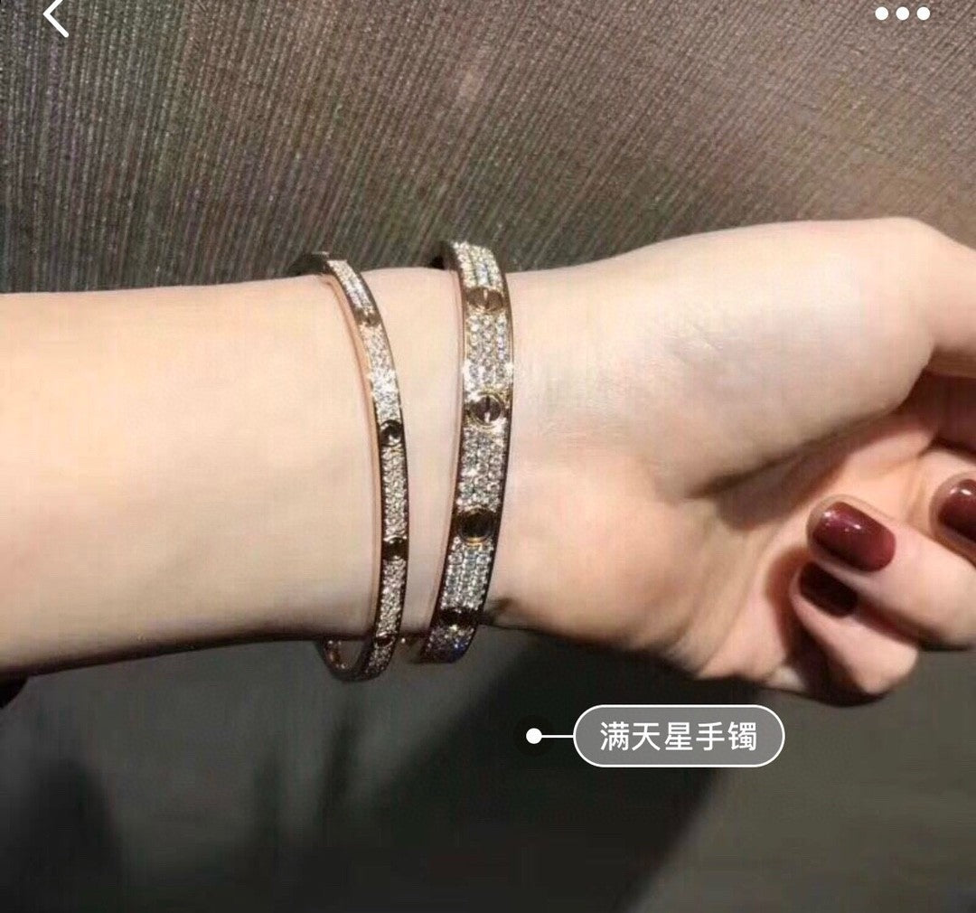 Men's And Women's Full Of Stars Full Of Diamonds Narrow Rose Gold Bracelet Jewelry #73169