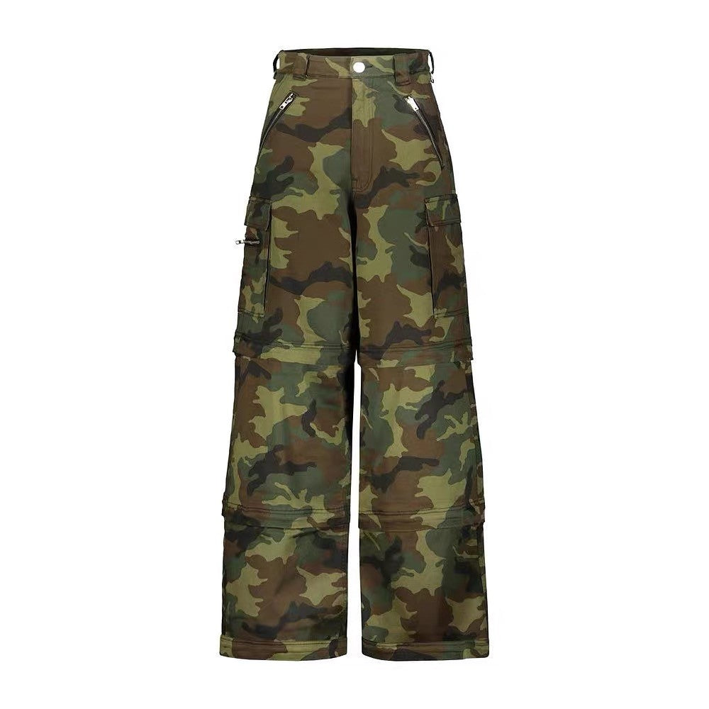 Vetements Men's Camouflage Multi-Pocket Zipper Loose Cotton Long Work Pants Ngvp #7663