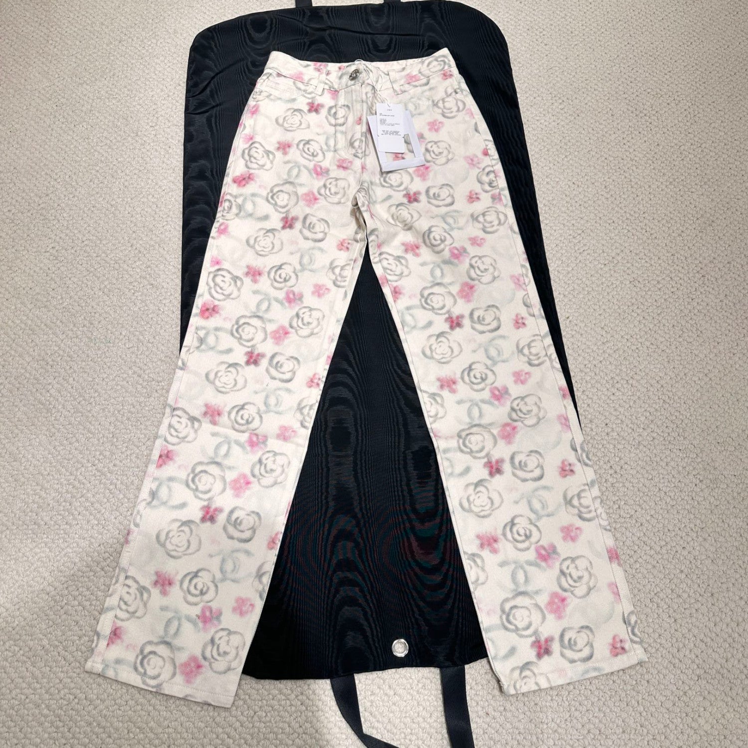 Women's Fall and Winter Floral Full Printed Pattern Straight Leg Jeans Pants #74371