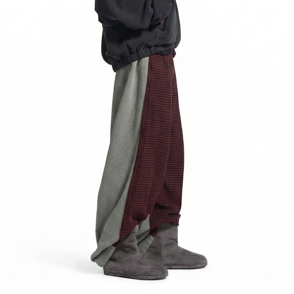 Unisex Blcg 2026SS Plaid patchwork Distressed finish Loose fit Trousers Pants #82535A