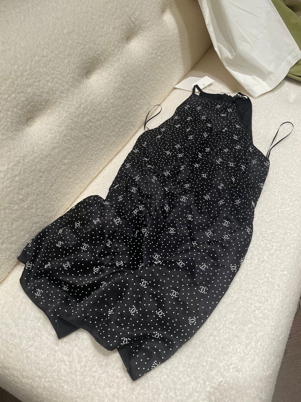 Women's Summer Black Letter Printed Silk Halter Dress #72961