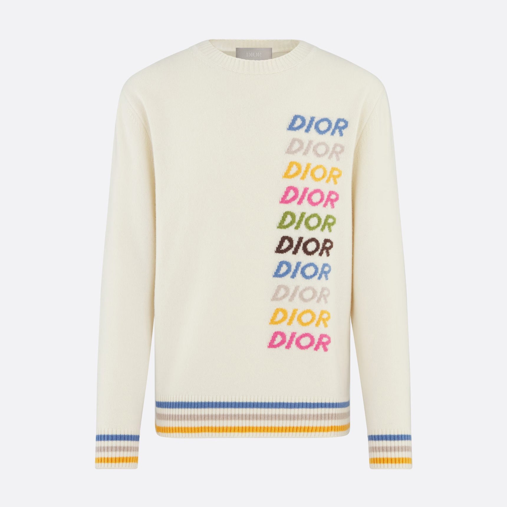 Men's Spring & Autumn Colorful Logo Letter Embroidery Crew Neck Cashmere Sweater Pullover #97942