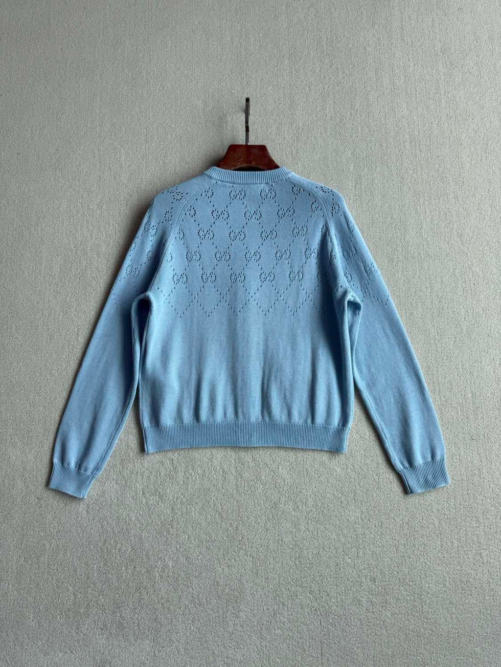 Women's Spring/Autumn Solid Color Letter Print Openwork Design Cotton Knitted Jacquard Single-Breasted Long-Sleeved Cardigan Jacket #77912