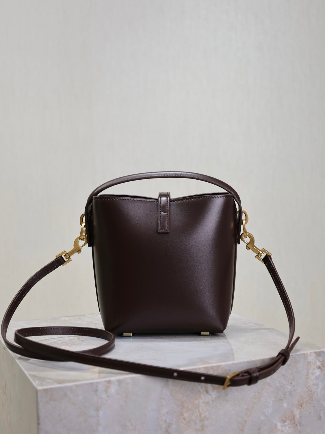 YS Women's LE 37 Logo Hook Buckle mini Small Glossy Solid Color Bucket Bag Suede Leather Handbags Casual Bags 7490362R20W9207 #81334