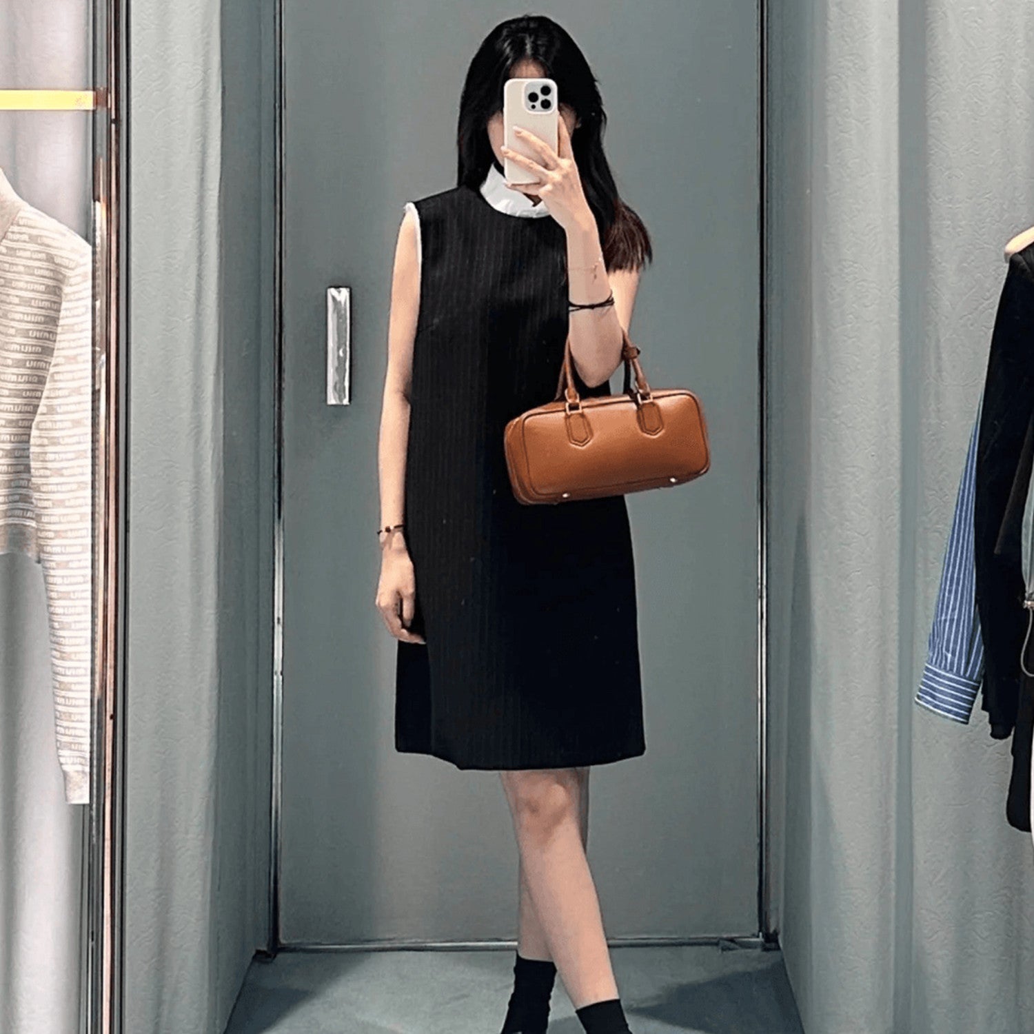 Women's Spring/summer Pinstripe Mini Dress Comfortable Fashion Lapel Sleeveless Straight Dresses #71963