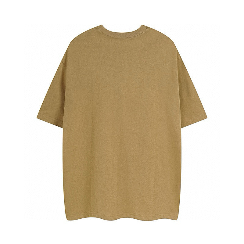 Women's Summer Solid Color Letter Print Round Neck Cotton Short Sleeve T-Shirt #74914