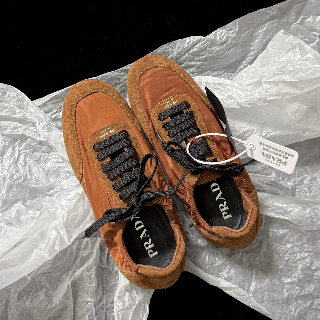 PR Women's Solid-color Nylon Fabric And Suede Low-top Lace-up Training Shoes #77759