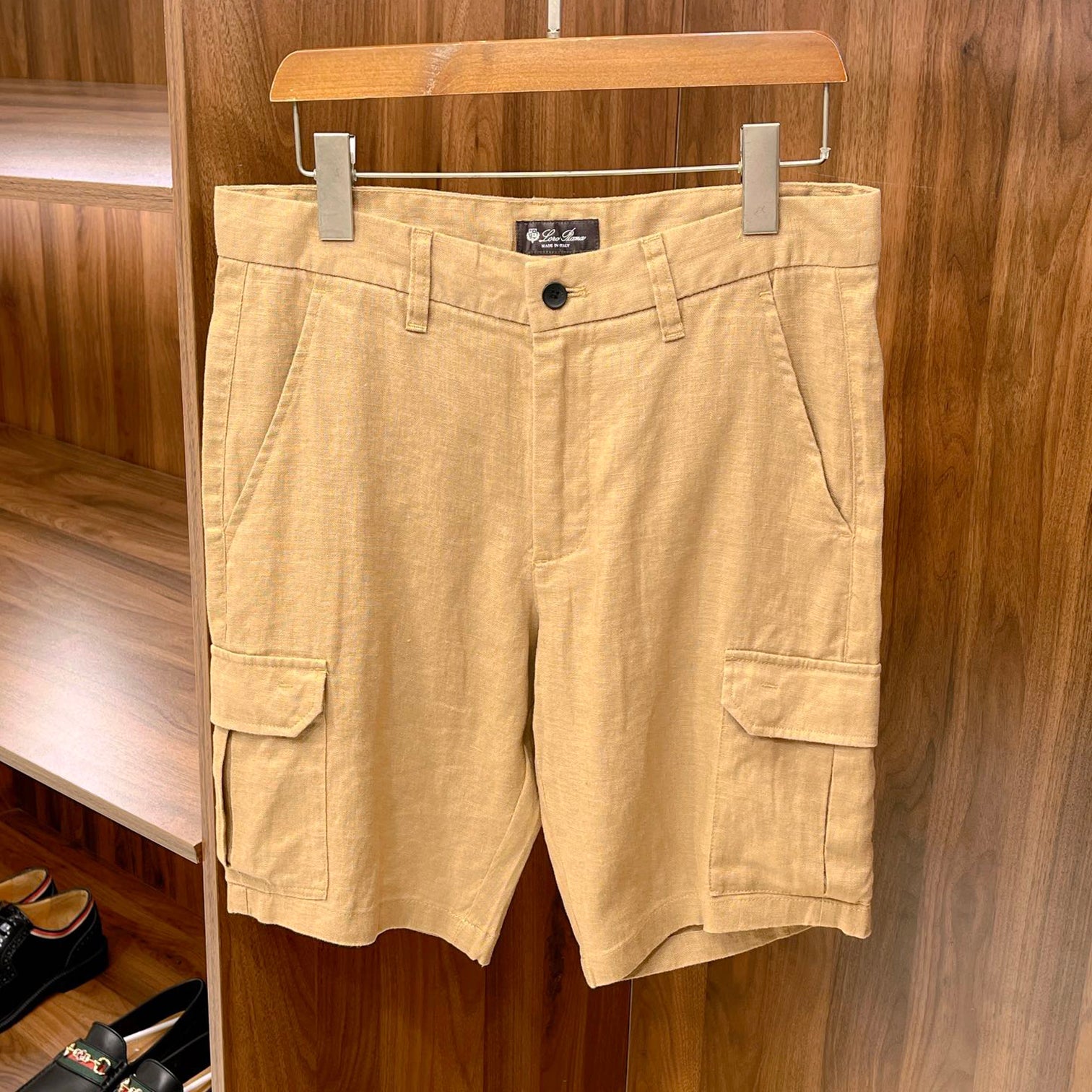 Men's Summer Fashion Retro Solid Linen Multi Pocket Casual Fit Workwear Shorts Ngvp #8512
